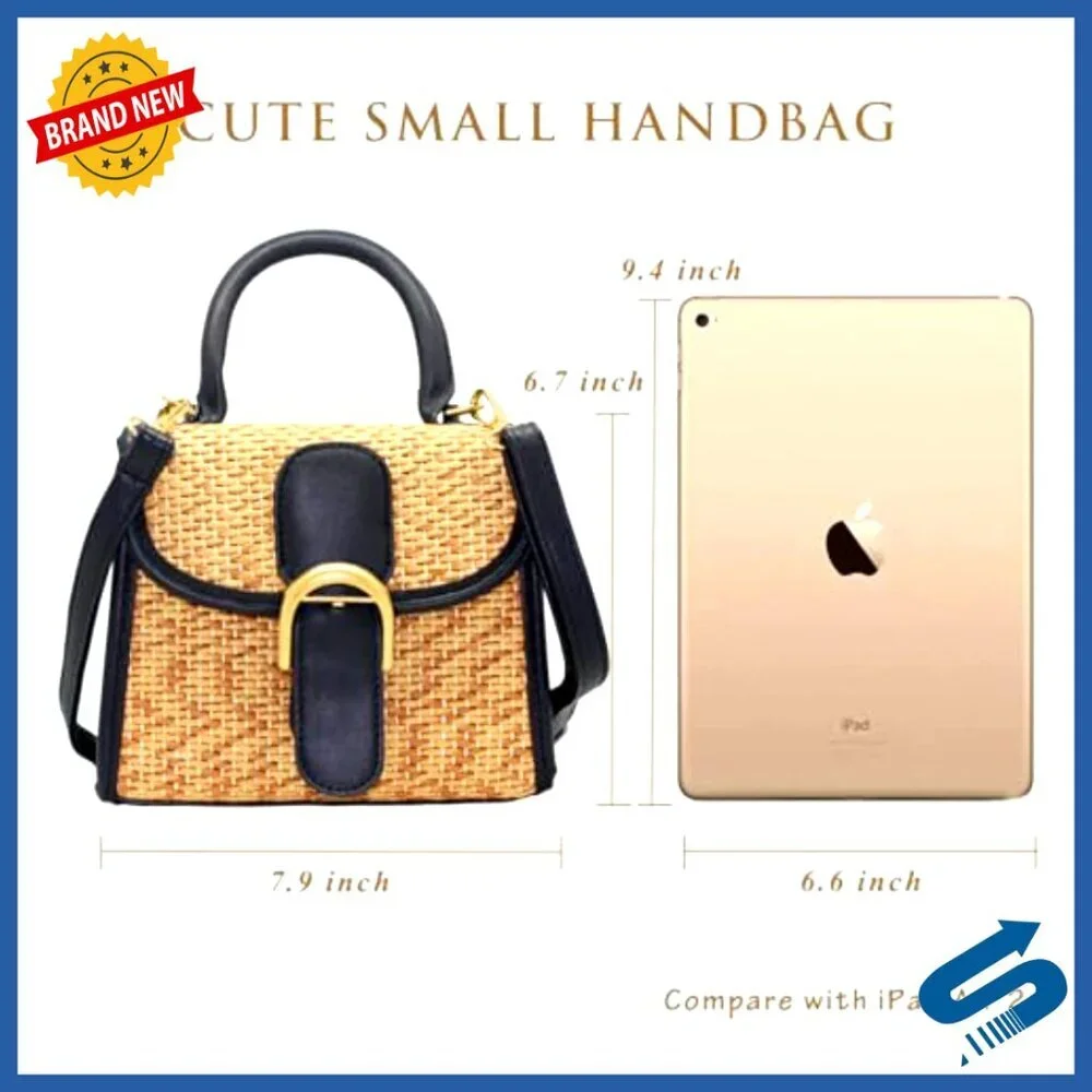 Retro Straw Woven Crossbody Bag Small Satchel Shoulder Messenger Chic